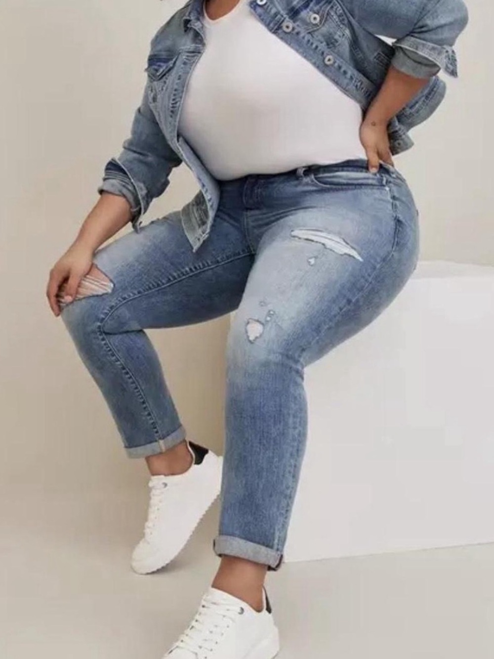 torrid Light Wash Ripped Boyfriend Jeans